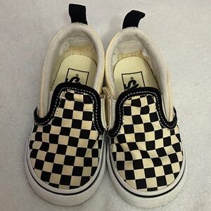 Vans Toddler Black and Cream Checkered Sneakers
